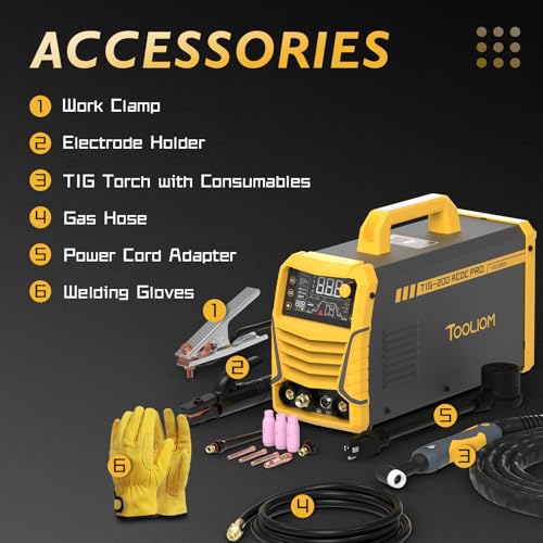 Image of TOOLIOM 6-in-1 AC /DC TIG Welder with Pulse, 110V /220V Dual Voltage | AC TIG /DC TIG /AC Pulsed TIG /DC Pulsed TIG /Stick /TIG Spot modes, large digital display