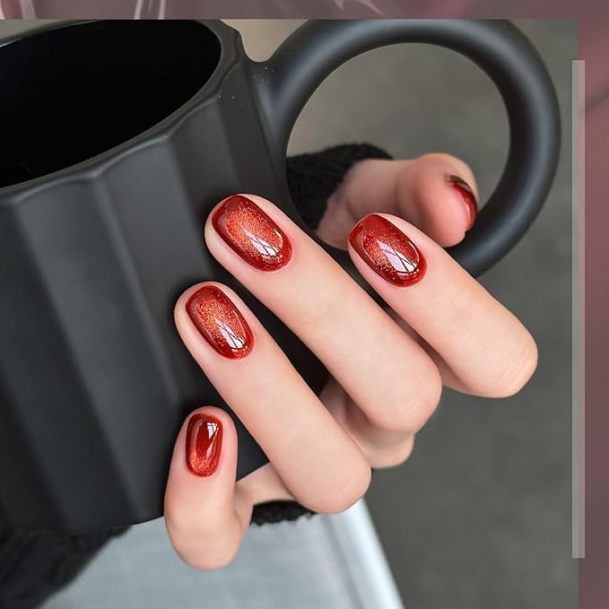 Image of BOLT BEE 9ML Red Cat Eye Magnetic Nail Polish Gel | Red UV Soak-Off Gel for Salon & DIY Manicure | Holographic Shimmer Long-Lasting, Magnetic Effect Nail Art-9ml