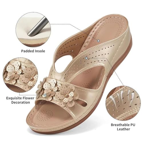 Women's Slippers Comfortable Wedge Sandals with Arch Support Summer Casual Fish Mouth Open Toe Slip-on Slipper Flower Hollow Platform Slides2