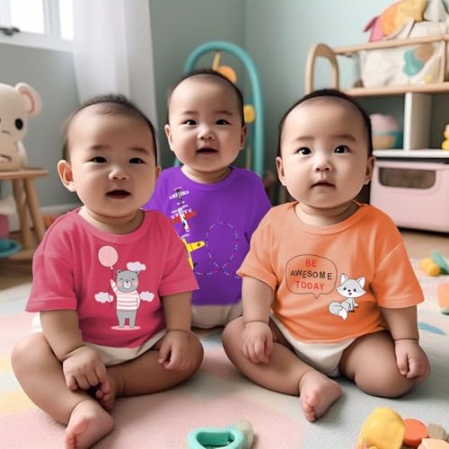 Image of Toddylon Kids T-Shirt Combo Half Sleeve Tshirt Summer Tops Tshirts Boys & Girls Regular Fit T-Shirts Boys Half Sleeves Cotton T-Shirt Summer T Shirt for Boys & Girls Pack
