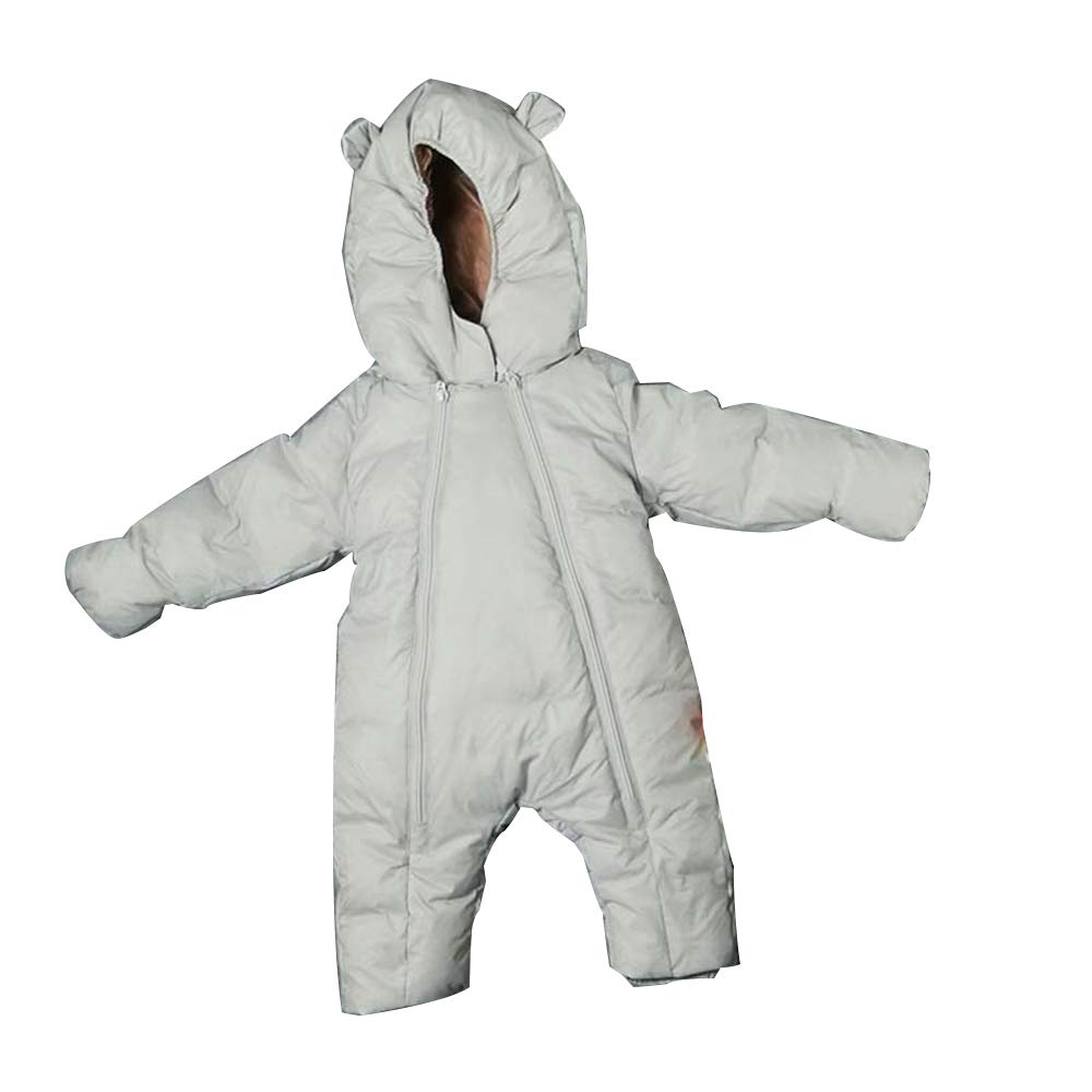 Mono Abrigo Cálido Grueso Invierno Infantil Bebé Niño Niña Mameluco Chaqueta con Capucha Traje Manga Larga Chaquetas De Plumón Algodón Forro De Algodón Color Sólido con Capucha