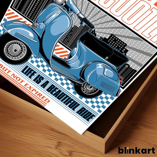 Image of BLINKART Vespa SprintCar Posters Sticker Gift Items for Boys Room Wall Decor || Comes with Double-Sided Tape|| Decoration Bedroom Living Room Office Studio Decor | 12x18 In (A3) - CAR-314