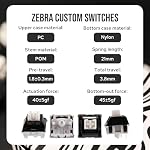 EPOMAKER Zebra 40gf Interrupteurs de claviers mécaniques linéaires, 5-Pin Commutateur préludé crémeux, 100 PCS, avec POM Tige, 21mm Ressort, compatible avec MX Captures pour clavier de jeu