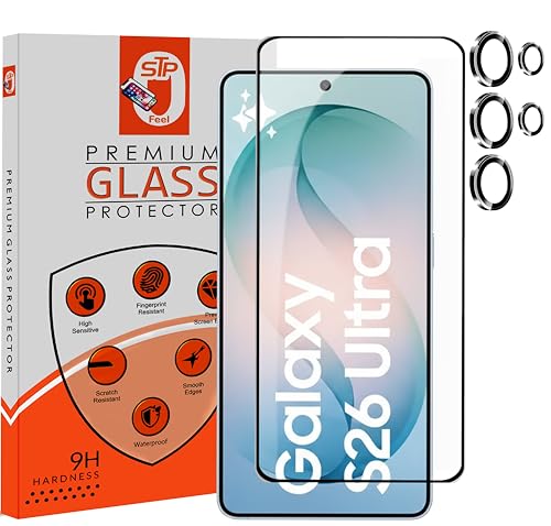 Image of STP FEEL Premium Screen Protector For Samsung Galaxy S26 Ultra 5G (6.9 inch) Tempered Glass Screen Protector with Camera Lens Protector, 9H Hadness, Diamond-Grade Shatterproof, HD Clear, Anti-Scratch