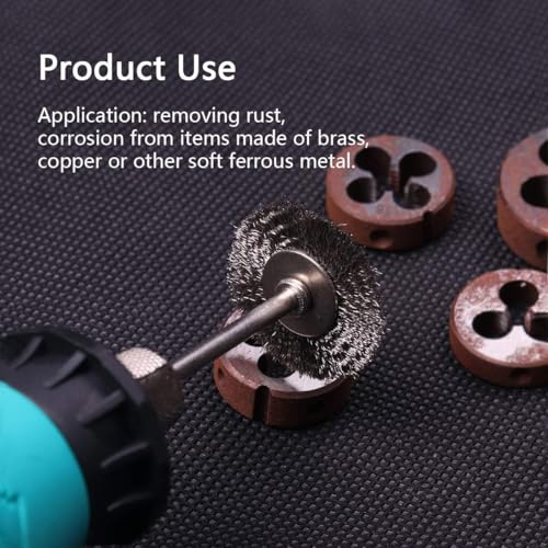 ATOPLEE Drahtbürsten-Set, 50 Stück 1 Zoll/25mm Mini-Drahtbürste mit 3mm Rundschaft, Legierungsstahl-Drahtbürste für Bohreraufsatz (50)