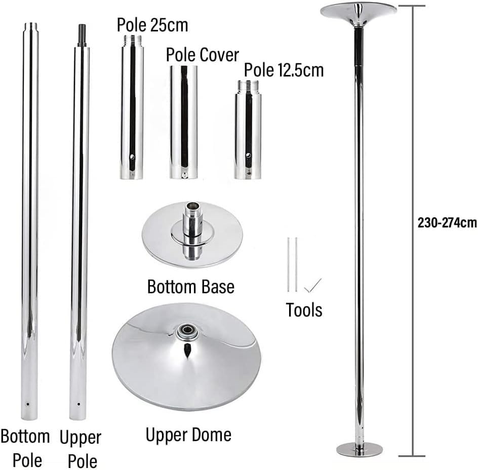 Premium Dance Pole Removable Spinning Static Dancing HeavyDuty Steel Pole Adjustable Height,Dancer Pole,Dance Pole Dancing Pole 45mm Spinning & Static - Portable Fitness Exercise S