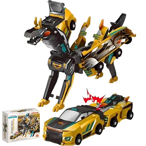 Voiture Dinosaure Transformable par Collision,2 Voitures Magnétiques qui se Transforment en Dinosaures,Jouet Robot Dino,Jouets pour Garçons et Enfants,Cadeau d’Anniversaire ou Fête pour Enfants (B)