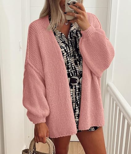 Image of PRETTYGARDEN Womens Oversized Cardigan Sweaters 2026 Fall Long Lantern Sleeve Knit Open Front Lightweight Sweater