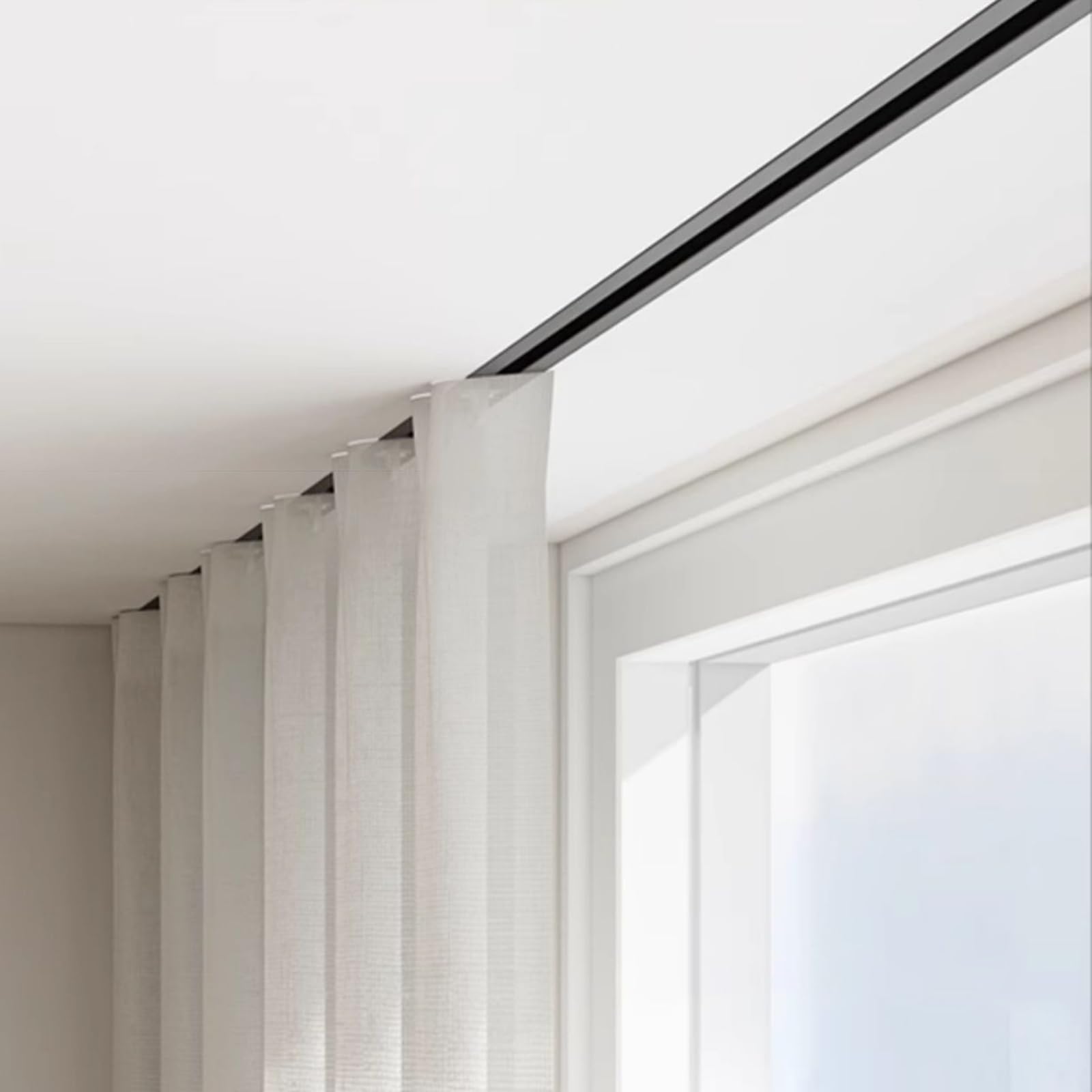 GTHTUHFD Invisible Ceiling Track System For Curtains, Silent Pulley Design For Living Rooms And S, Divider Rail For Seamless Installation, Ideal For Home And Commercial Use,Nero-280cm/9.2ft/110in