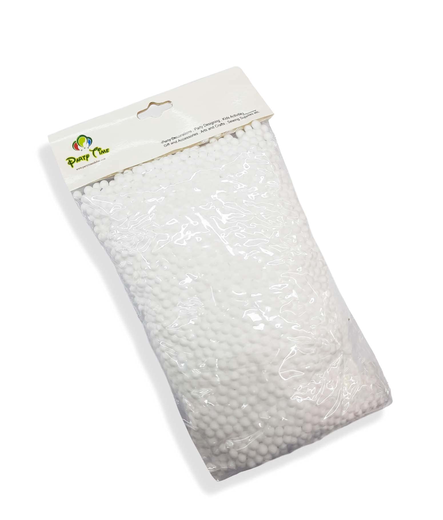 PARTY TIME - 1 Pack Big Thermacol/Foam Beads Styrofoam Beads Balls for Kids DIY Slime Making and Party Decoration (White)