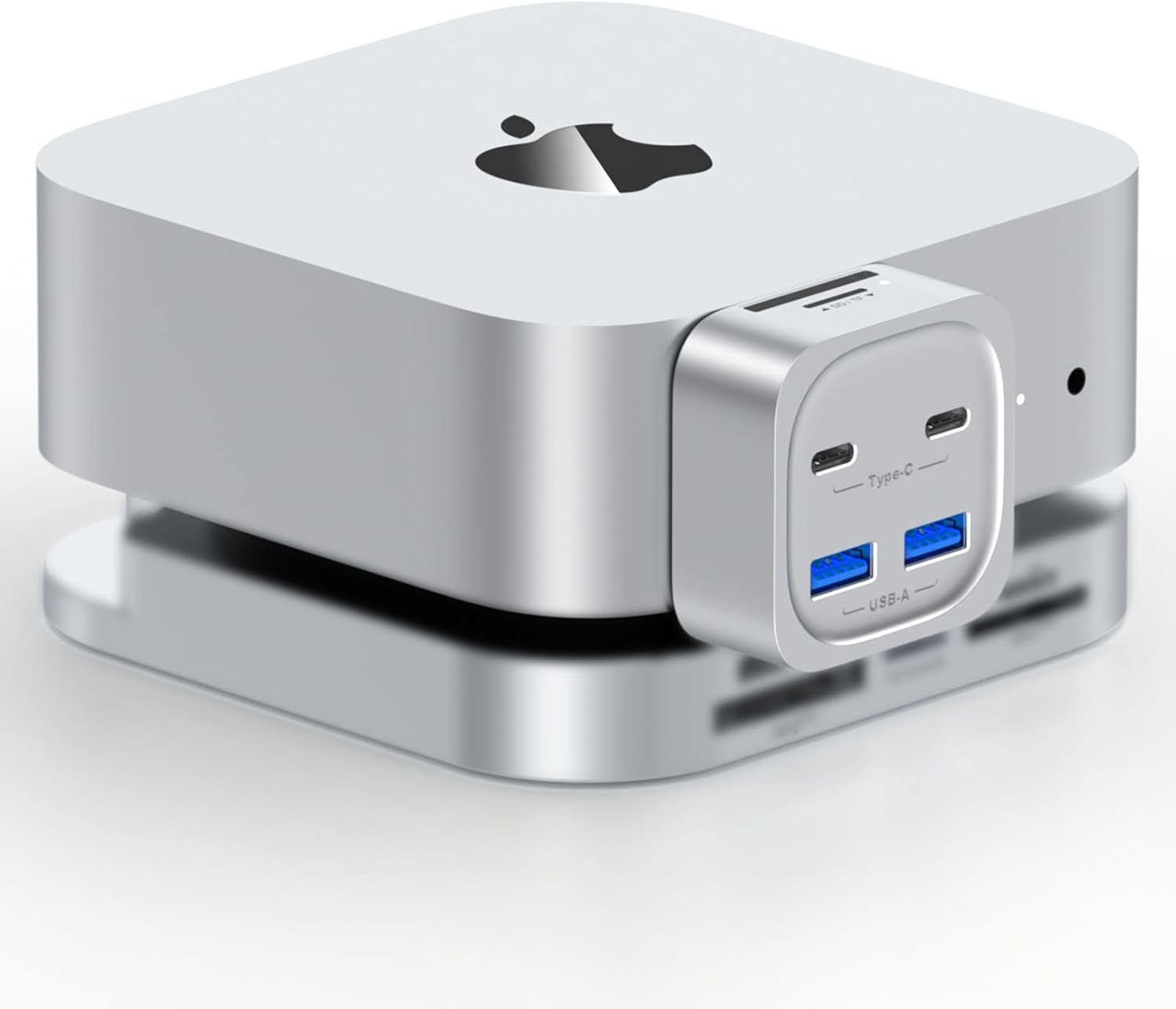 Mac mini M4 Hub, 6-in-1 Front-Access Docking Station, Mac mini M4 Accessories with 4× USB3.2 10Gbps (USB-C & USB-A), SD/TF 3.0 Card Reader, Space-Saving Splitter for Creators & Professionals