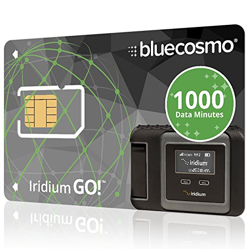 BlueCosmo Iridium GO! 1000 Data Minute Prepaid Global SIM Card – 12 Month Expiry – 1000 Data Minutes – 500 Voice Minutes – 3,000 SMS Text Messages – No Activation Fee – No Monthly Fee – Rollover