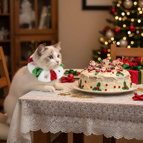 Collar navideño para perro y gato L/XL rojo blanco y verde miniatura 5