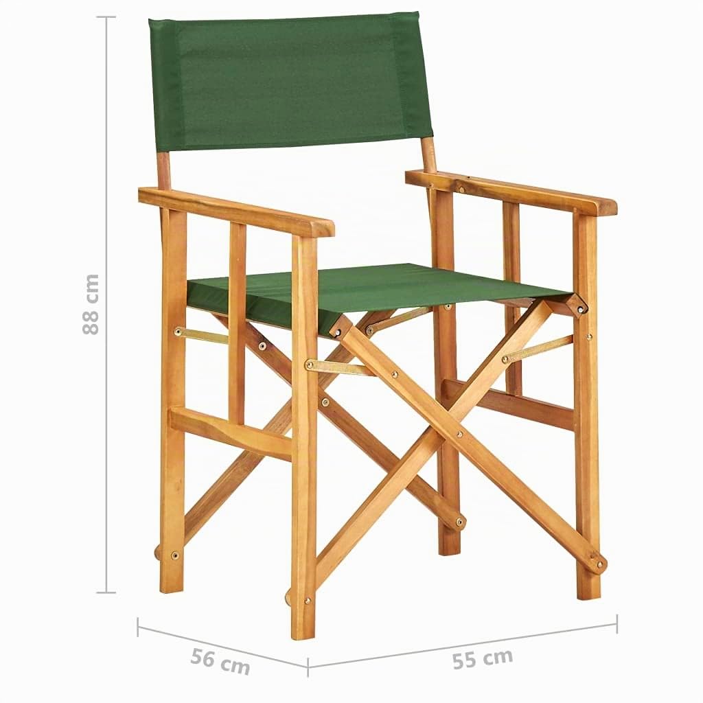vidaXL 2X Sillas de Director Verdes Mobiliario Decoración Cómodas Robustas Resistentes Funcionales Prácticas Modernas Elegantes Madera Maciza de Acacia