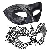 Floruvia Maschere Veneziane di Coppia, Maschere di Carnevale in Plastica, Maschere Costume per Halloween e Carnevale per Donne e Uomini