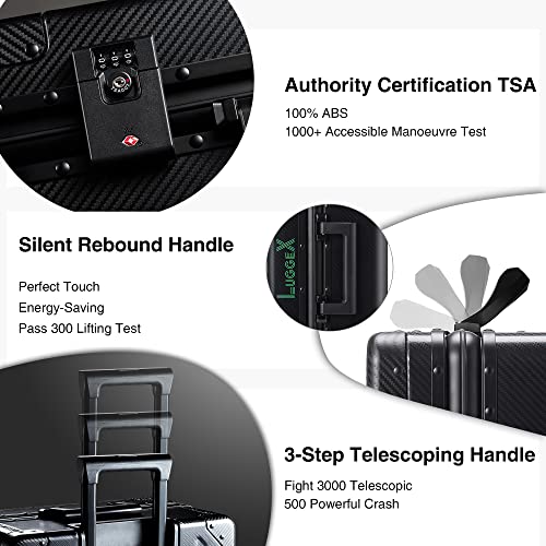 Luggex Aluminum Luggage Carry On, 20 Inch No Zipper Luggage Metal Suitcase, Classy Carbon Fiber Pattern For Elegant Journey (Metal Carry On Luggage) #TOP5