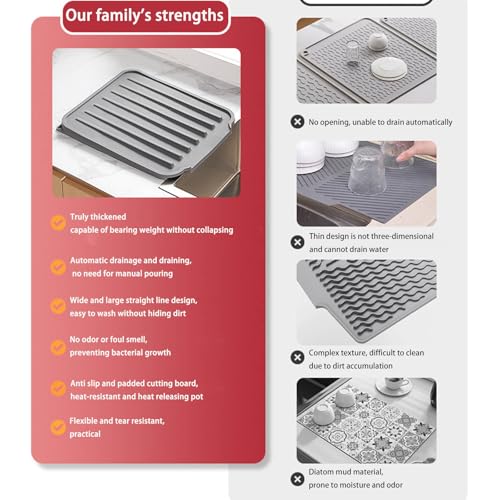Alfombrilla de silicona flexible Rapiddry, escurridor de platos compacto 4