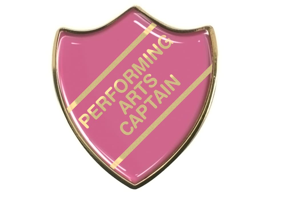 Performing Arts Captain Gel Domed Pink School Shield Badge