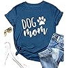 Dog-Mom-Shirts-for-Women-Funny-Dog-Paw-Print-Graphic-T-Shirt-Casual-Letter-Short-Sleeve-Mama-Tee-Tops Dog Mom Shirts for Women Funny Dog Paw Print Graphic T Shirt Casual Letter Short Sleeve Mama Tee Tops (Blue, M)