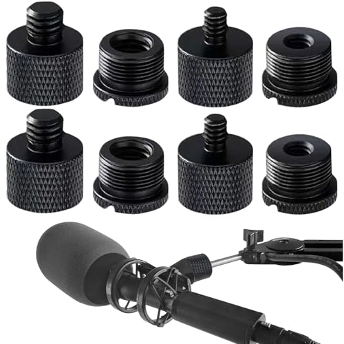 8 adaptadores de soporte de micrófono de aleación de aluminio, adaptador de tornillo de micrófono negro para adaptadores de rosca de tornillo de 5/8 hembra a 3/8 macho 3/8 hembra a 5/8 macho 5/8