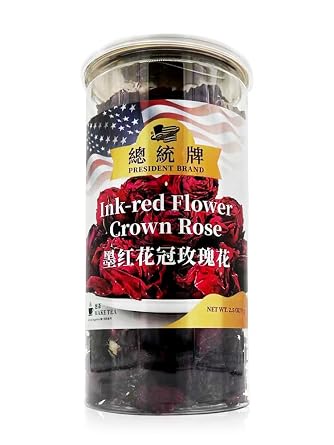 Ink-red Crown Rose Buds, 2.5 oz/71 g, Dark Red Rose Buds in Food-Grade Jar | Dried Edible Flowers for Herbal Tea, Baking and Natural Fragrance, Sulfur-Free