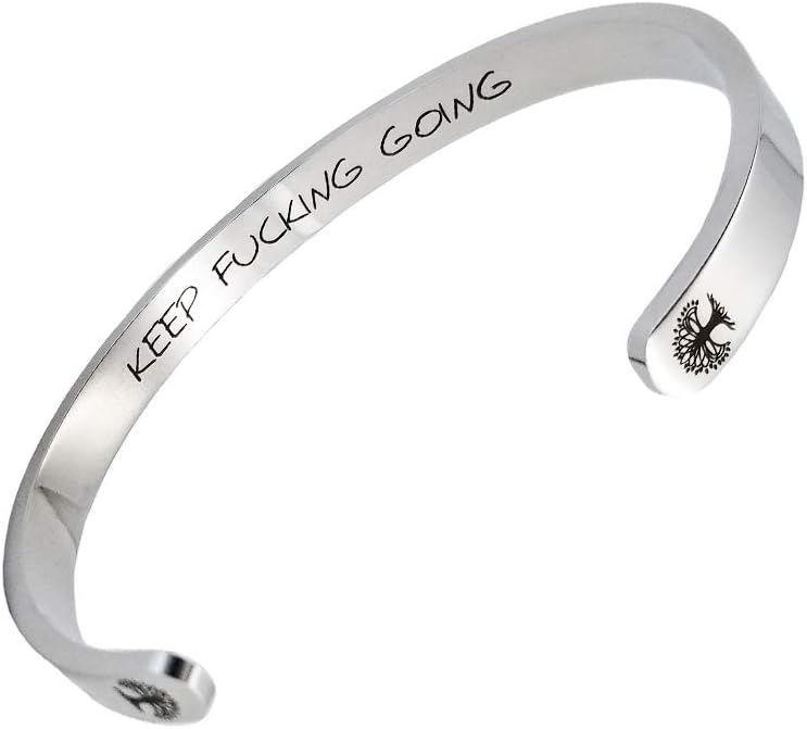 Stainless Steel Bracelet Tree Of Life Cuff Bracelet Inspirational Keep Going Personality Gift Bracele For Women