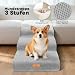 Thihome Hundetreppe für Kleine Hunde 3-Stufig, rutschfeste Haustiertreppe 40cm Hoch, Tragbar Hunderampe für Bett und Sofa, Treppe für Hunde mit Waschbarem Bezug und Rutschfestem Boden, Grau