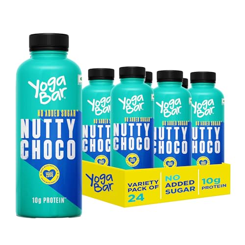 Image of Yogabar 10g Protein Shake | Nutty Choco | High Protein Drink | No Added Sugar | Source of Fibre, Rich in Calcium | No Preservatives or Artificial Flavours 180ml, Pack of 24