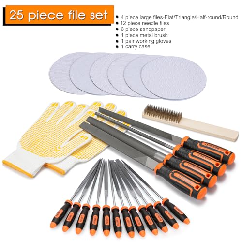 image for REXBETI 25Pcs Metal File Set, Premium Grade T12 Drop Forged Alloy Stee
