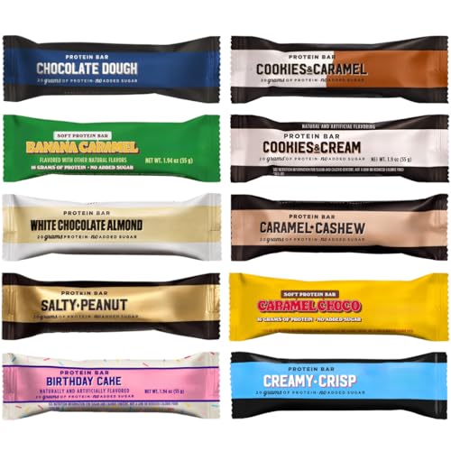 BarebeIs Protein Bars Variety Pack - 10 Flavor Assortment Protein Snacks with 20g of Protein - (Pack of 10)