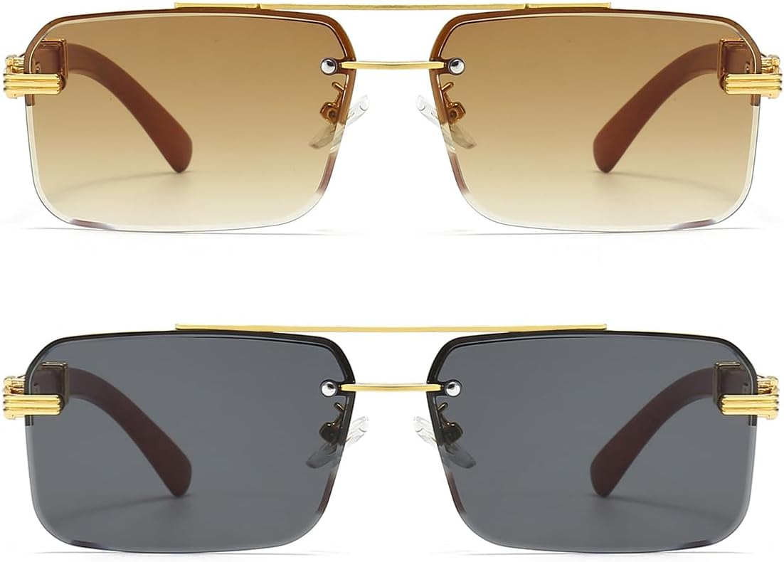 Gleyemor Mens Sunglasses Fashion Rimless Rectangle Sunglasses Square Frameless Sunglasses for Men - Image 2