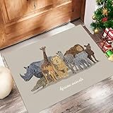 Design 3D Unique et Immersif: Ce Paillasson Intérieur séduit par son en 3D Peintures d'une grande clarté, qui crée une véritable profondeur visuelle et donne l’impression d’une œuvre d’art au sol.Son Illustrations D'Animaux Africains D'Éléphants Et Rhinocéros design saisissant attire instantanément le regard et transforme votre espace en un lieu moderne et accueillant.Il s’harmonise facilement avec divers styles de décoration,tout en apportant une touche originale et immersive à chaque pièce