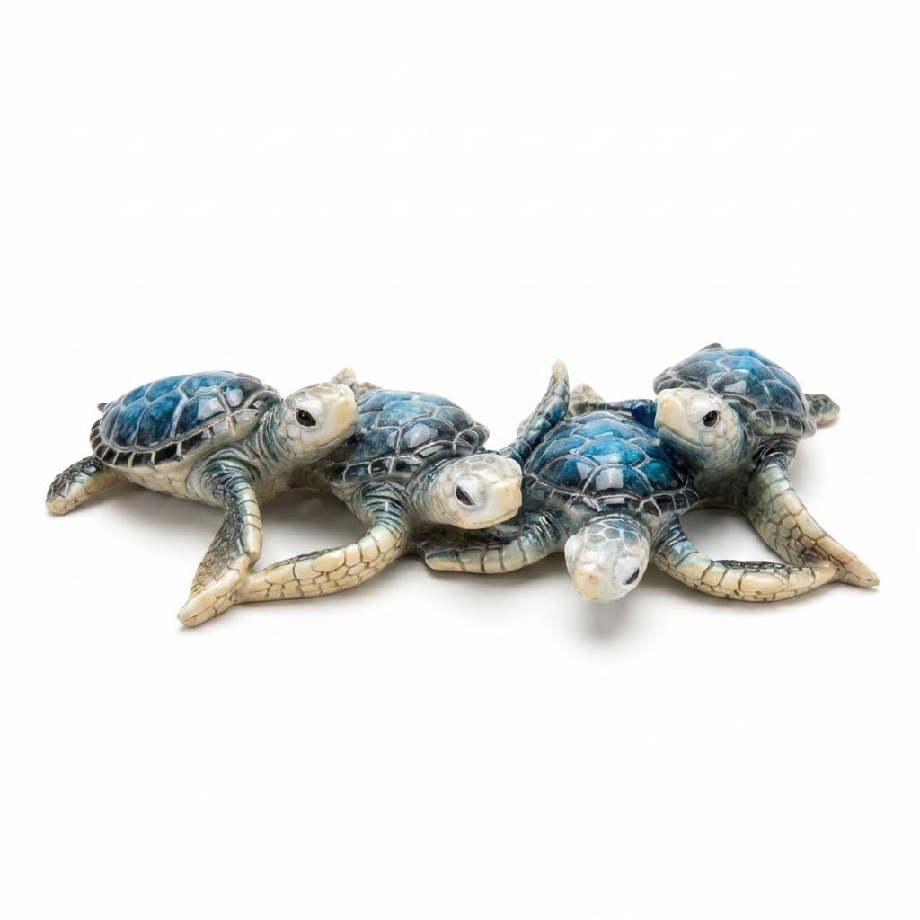 The Bridge Collection Blue Turtle Family Figurine, Collectible Decorative Sculpture, 6-1/4