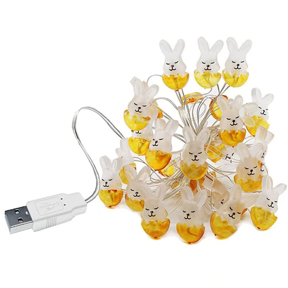 Wudaizhi Warm White Easter Decoration Lights Rabbit Led String Lights Usb 20 Leds Bunny String Lights For Birthday Wedding Easter Party Decor