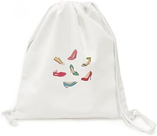 Coloridos Dibujos Animados Tacones Altos Zapatos del Modelo de la Lona del morral del Lazo de Viaje Bolsas de la Compra