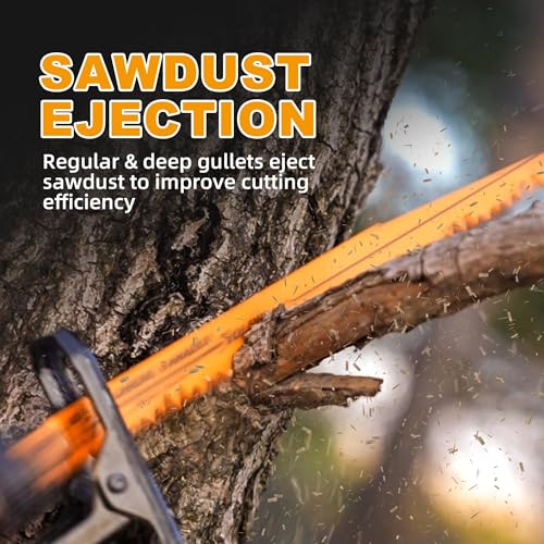 TOLESA Wood Pruning Reciprocating Saw Blades 300mm 5TPI Sawzall Blades Green Wood Construction and PVC Pipe Cutting CRV Sharp Ground Teeth for Quick Cutting Sabre Saw Blades 5 Pack - 5