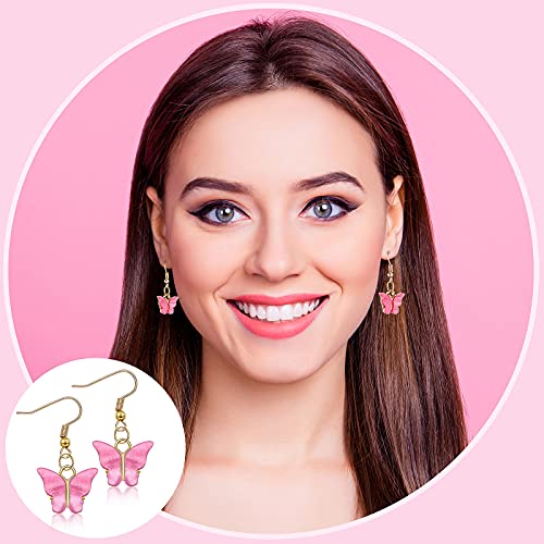 Hicarer 200 Pieces Butterfly Charms Set, Including 50 Pieces 12 Colors Acrylic Butterfly Charm Pendants, 50 Pieces Earring Hooks, 100 Pieces Open Jump Rings For Diy Jewelry Crafts Handmade Supplies #TOP4