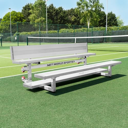 FORZA Heavy-Duty Mobile Bleachers [Optional Backrests] | Aluminum Seating for Sports Events | 2-Tier & 3-Tier Bleachers for Indoor & Outdoor Use (with Backrest, 2-Tier, Single Bleacher)