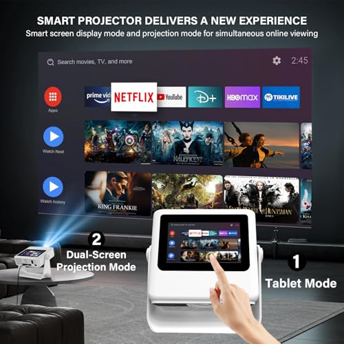 Image of Aepuesem Portable Outdoor Projector with Wifi and Bluetooth & Touchscreen