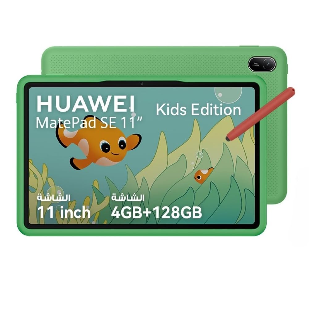 HUAWEI MatePad SE Kids Tablet, 11-inch Eye Comfort Display, Large Capacity Battery, 4GB+128GB, Kids Corner, Parental Control, Wifi, cover - inbox, Nebula Gray