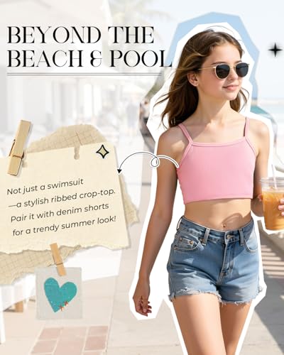 Image of Century Star Girls Ribbed 2-Piece Bikini Swimsuit - Fully Lined Modest Bathing Suit for Teens & Tweens