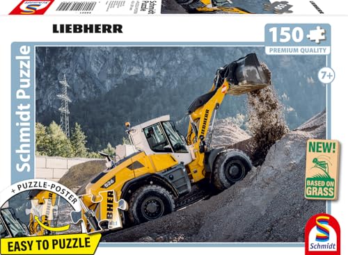 Schmidt Spiele 56551 Liebherr L526-Puzle Infantil (150 Piezas), diseño de Hoja de Hierba, Multicolor