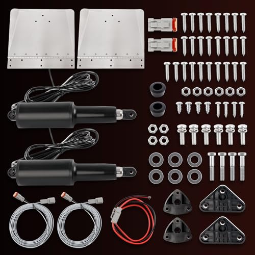 Image of 15101-104 9 inch x 12 inch Standard Boat Trim Tab Kit, 12V Electric Trim Tabs with Double Rocker Switch for 16-25 ft Boats