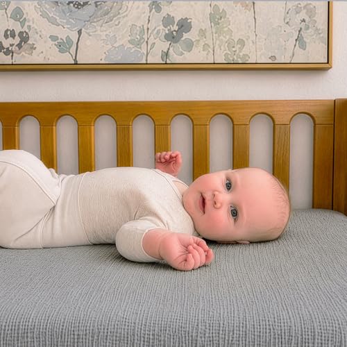Image of Newton Baby Deluxe Crib Sheet - Ultra-Soft Breathable Organic Cotton Fitted Crib Sheet | Thicker & Softer Design | Machine Washable Baby Bedding | Evening Gray
