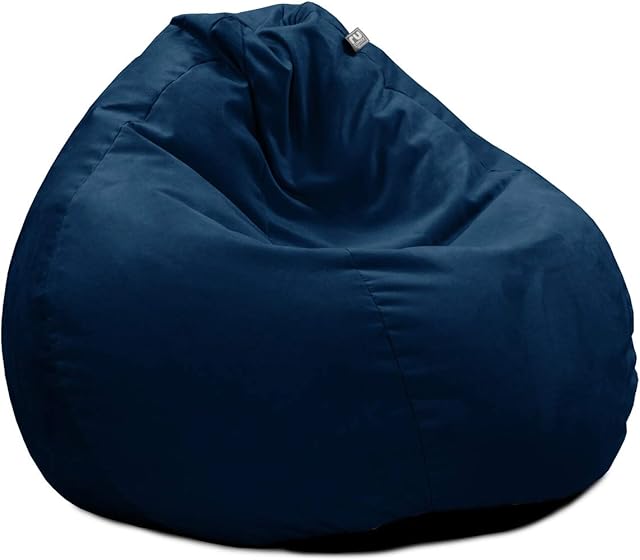 rucomfy Beanbags Velvet Slouchbag Bean Bag - Luxury Plush Living Room or Bedroom Beanbag Chair for Teens and Adults - Premium Home Furniture Seating - D80cm x H110cm (Peacock Blue)