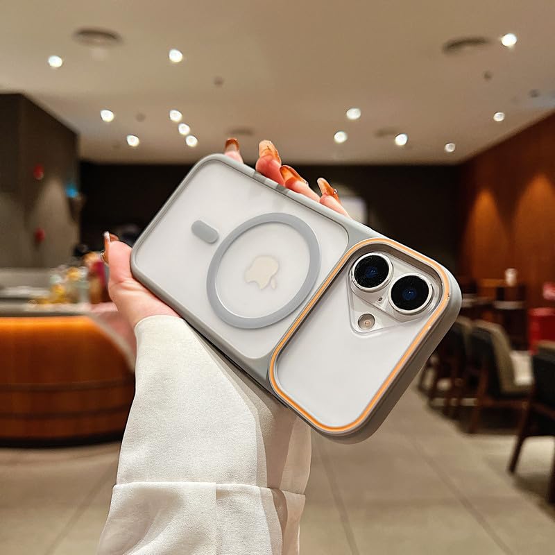 Image of LuxuryKase Frosted Clear MagSafe Case for iPhone 17 | Translucent Matte Back | Soft TPU Bumper + Hard PC Back | Raised Camera Protection | Wireless Charging Compatible - Grey
