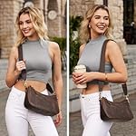 S-ZONE Leather Shoulder Bag for Women Small Crossbody Bags Hobo Purses with 2 Straps - Image 2