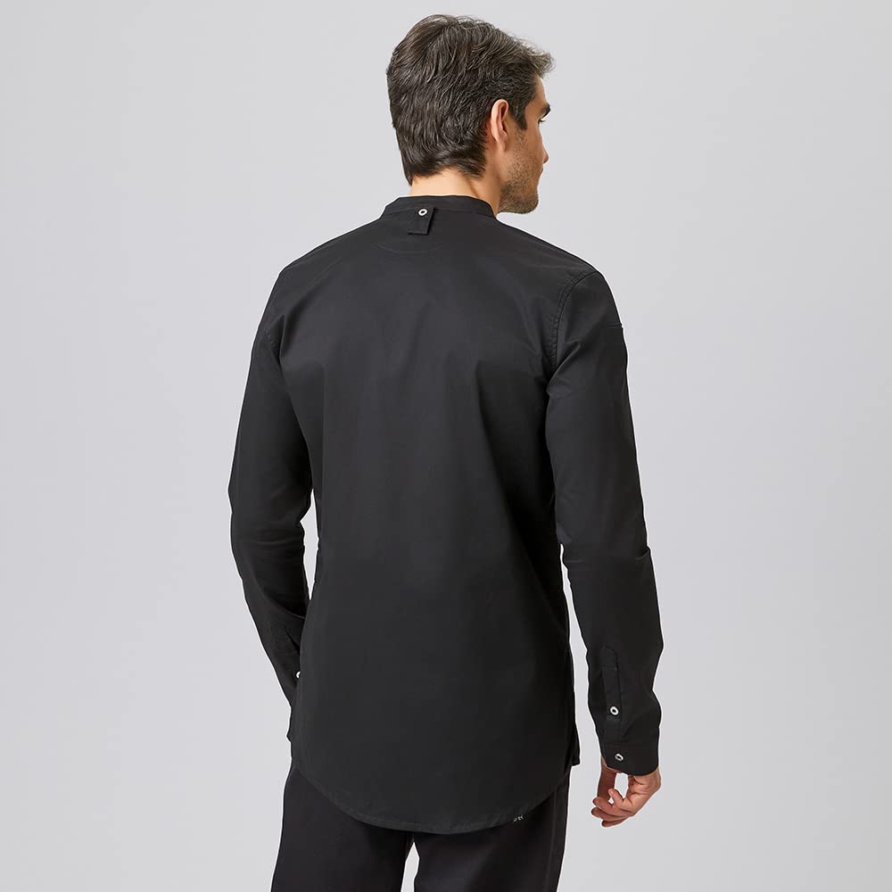 EXNER Giacca funzionale da cuoco, slim fit stretch, maniche lunghe, misto cotone, disponibile in bianco, nero, grigio e blu