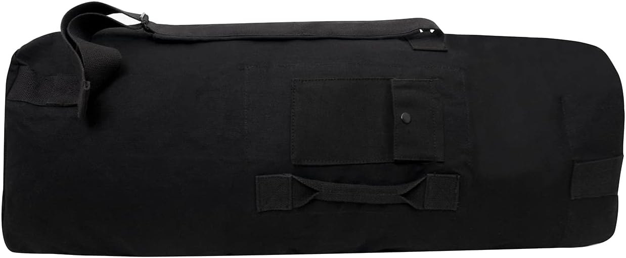 Black GI Style Double Strap Duffle Bag - Image 4