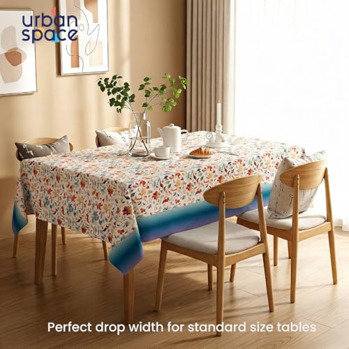 Image of Urban Space Polyester Table Cover for Dining 4 Seater,Water,Dust & Stain Resistant Rectangular Dining Table Cloth,Anti Skid Cover Cloth for Center Table,Home Decor(Skybloom Buttercream,52 inchx72 inch)